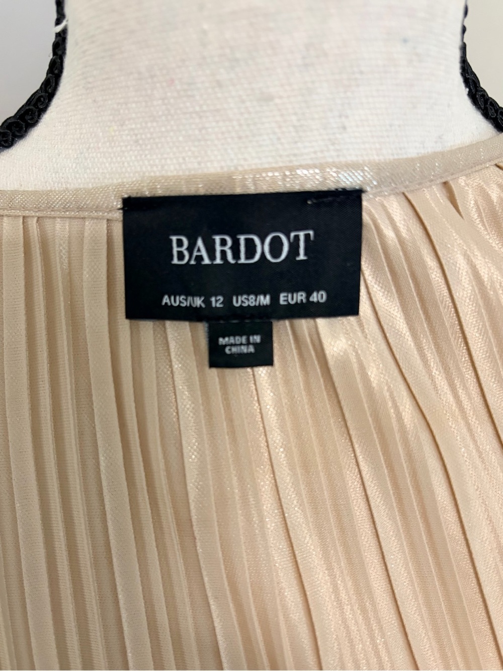 Bardot Metallic Pleated Wrap Dress in Champagne Beige - Picture 4 of 6